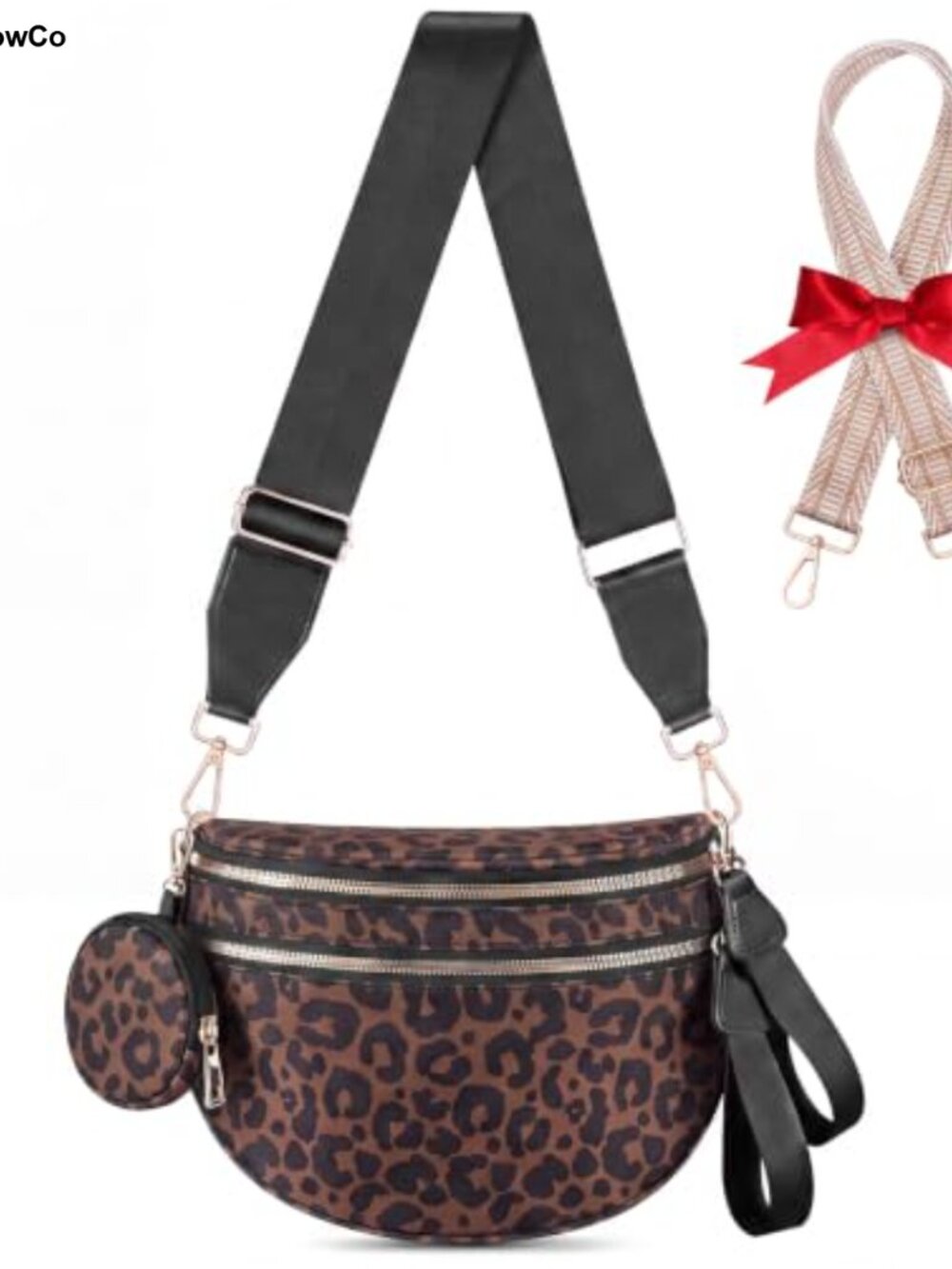 Checkered Crossbody Fanny Pack with Bonus Strap, Large Nylon Belt Purse,